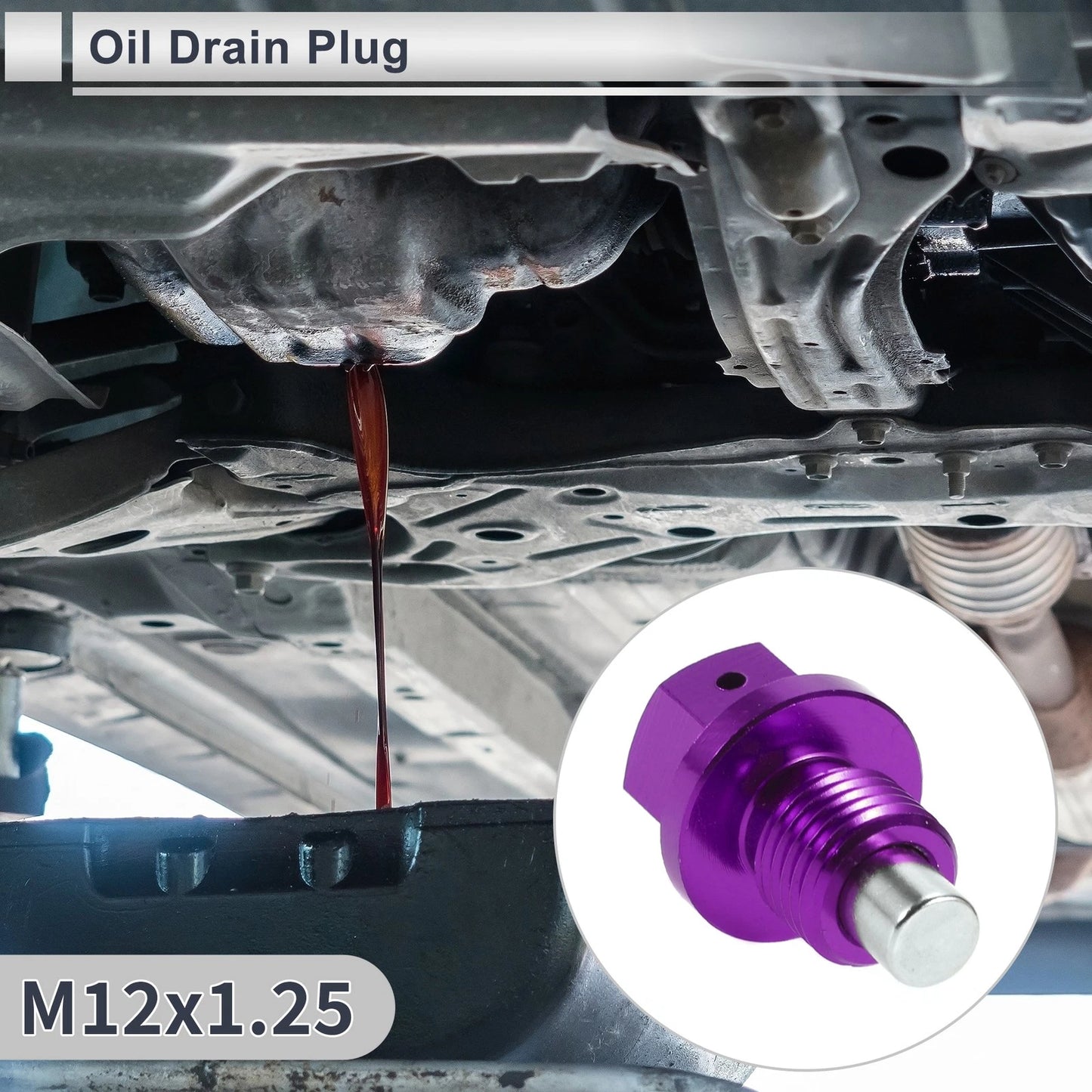 1 x M12x1.25 Engine Oil Drain Plug with Gasket Purple for Car Motorcycle Boat