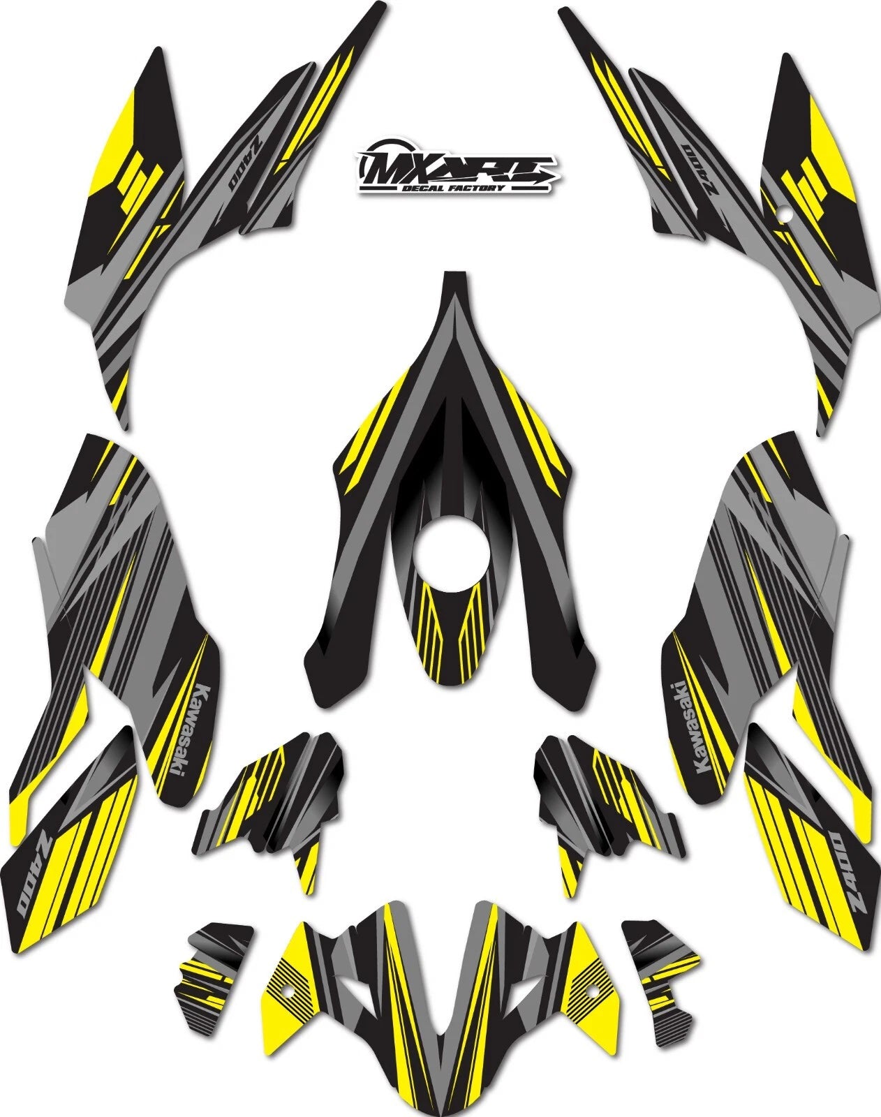 Kawasaki Z400 2017-2023 Strike Yellow Graphics Decals Stickers