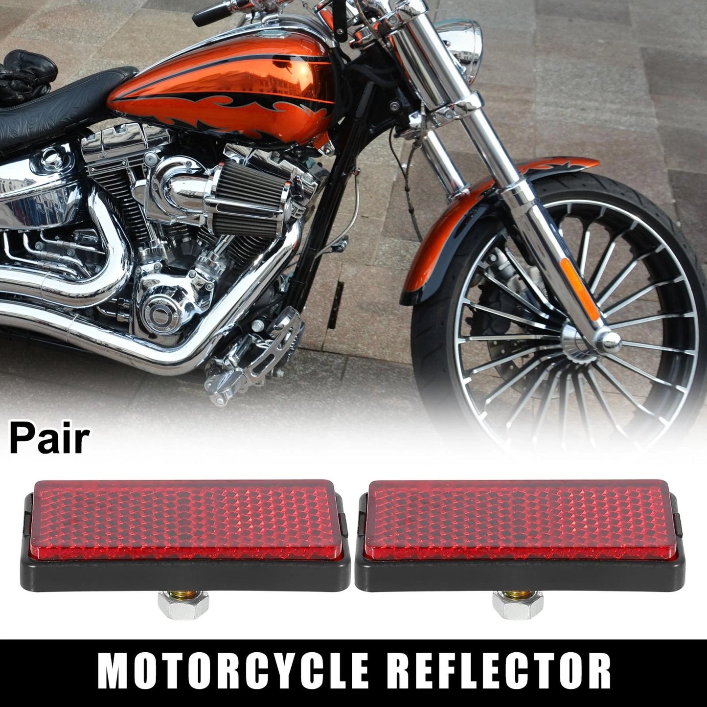 M6x1.0 Red License Plate Reflector 2 x for Motorcycles ATV Dirt Bike Universal