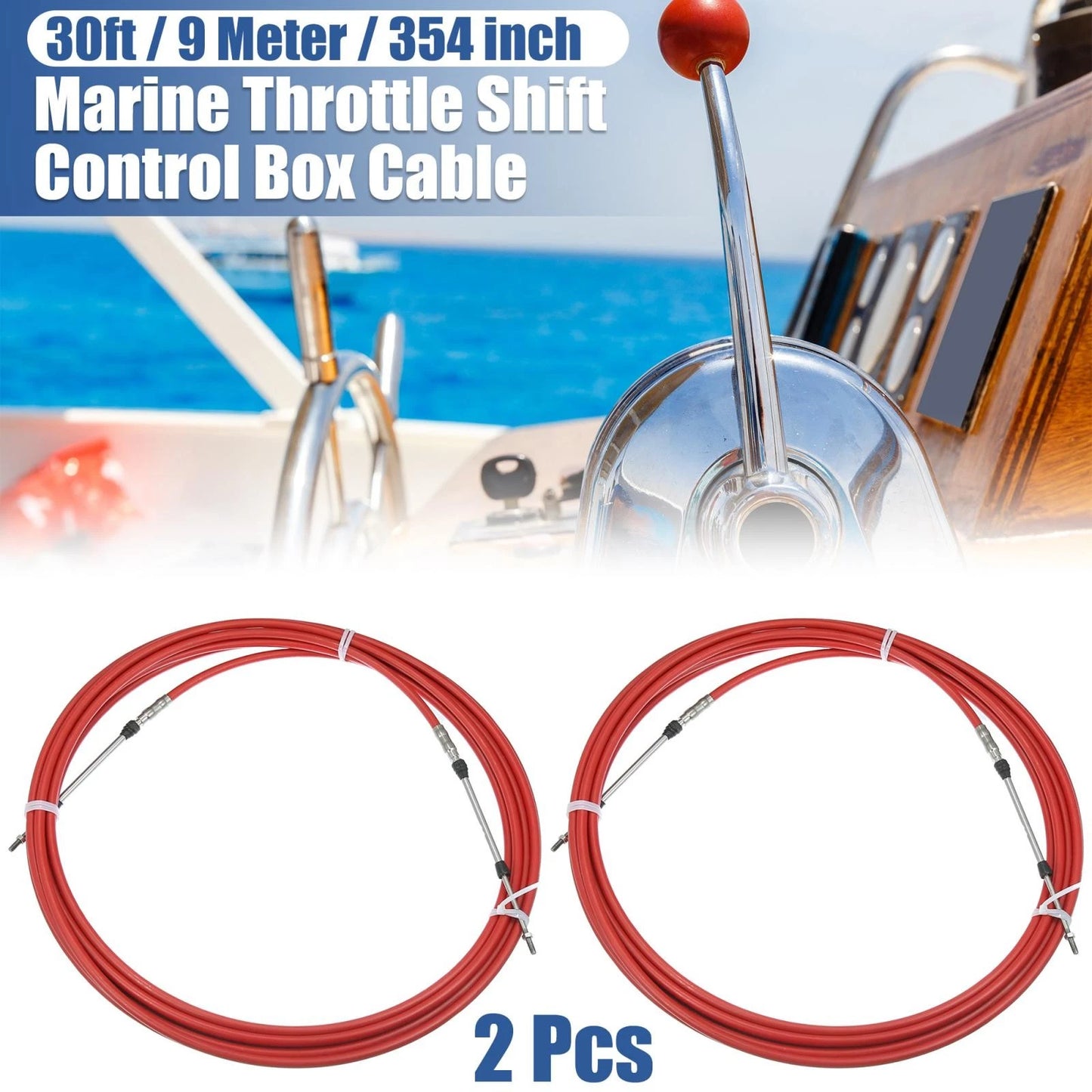 2 x 30ft 354 Inch Marine Type Shift Remote Control Box Cable for Yamaha