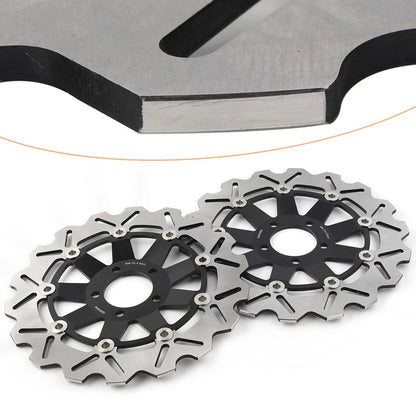 Front Brake Discs Rotors Black for KAWASAKI ZX9R ZX900C ZX12R (1998-2006)