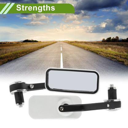 Rear View Mirrors 1 x Set Square Shape Black White Aluminum Plastic for M8