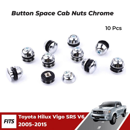 Button Space Cab Window Nuts Chrome 10 PC Fits Toyota Hilux Vigo SR5 2005-15 D06