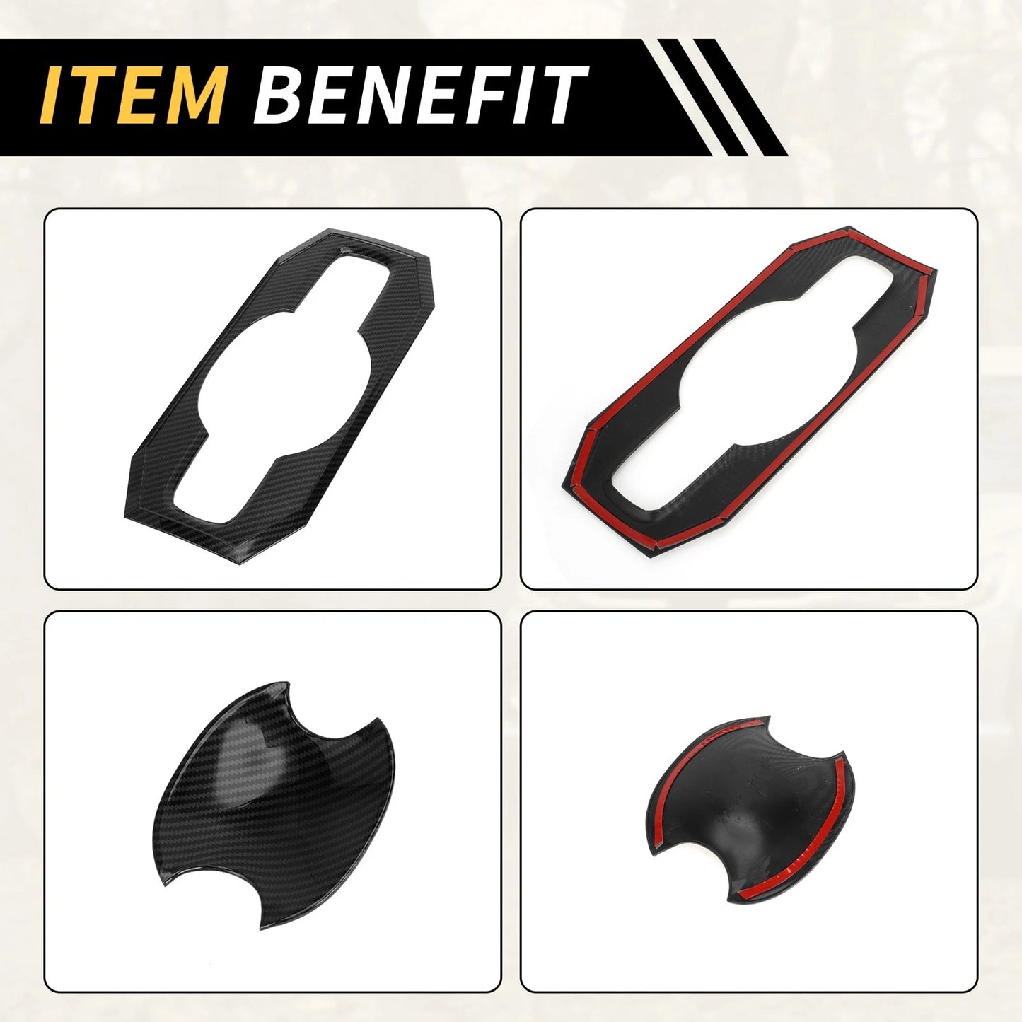 Carbon Fiber Front & Rear Door Handle Bowl Cap Set for Toyota Tundra (2022-2024)