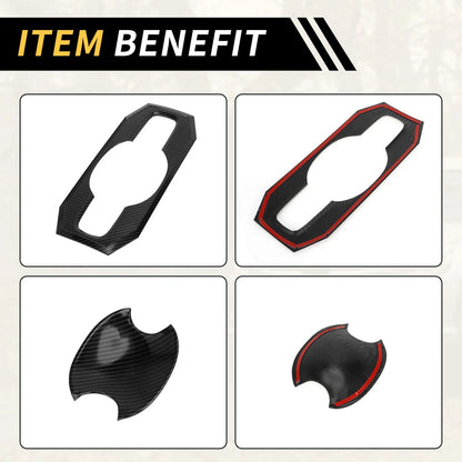 Carbon Fiber Front & Rear Door Handle Bowl Cap Set for Toyota Tundra (2022-2024)