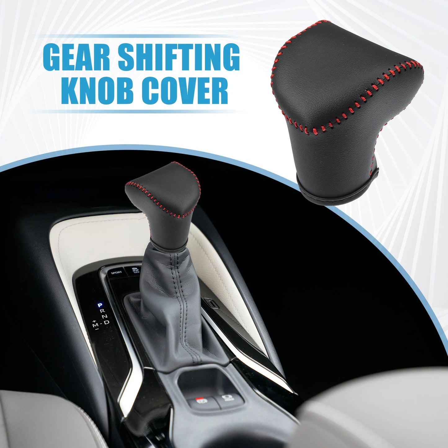 Kia Soul Gear Shifting Knob Cover 2020-2023 Black Faux Leather Red Line