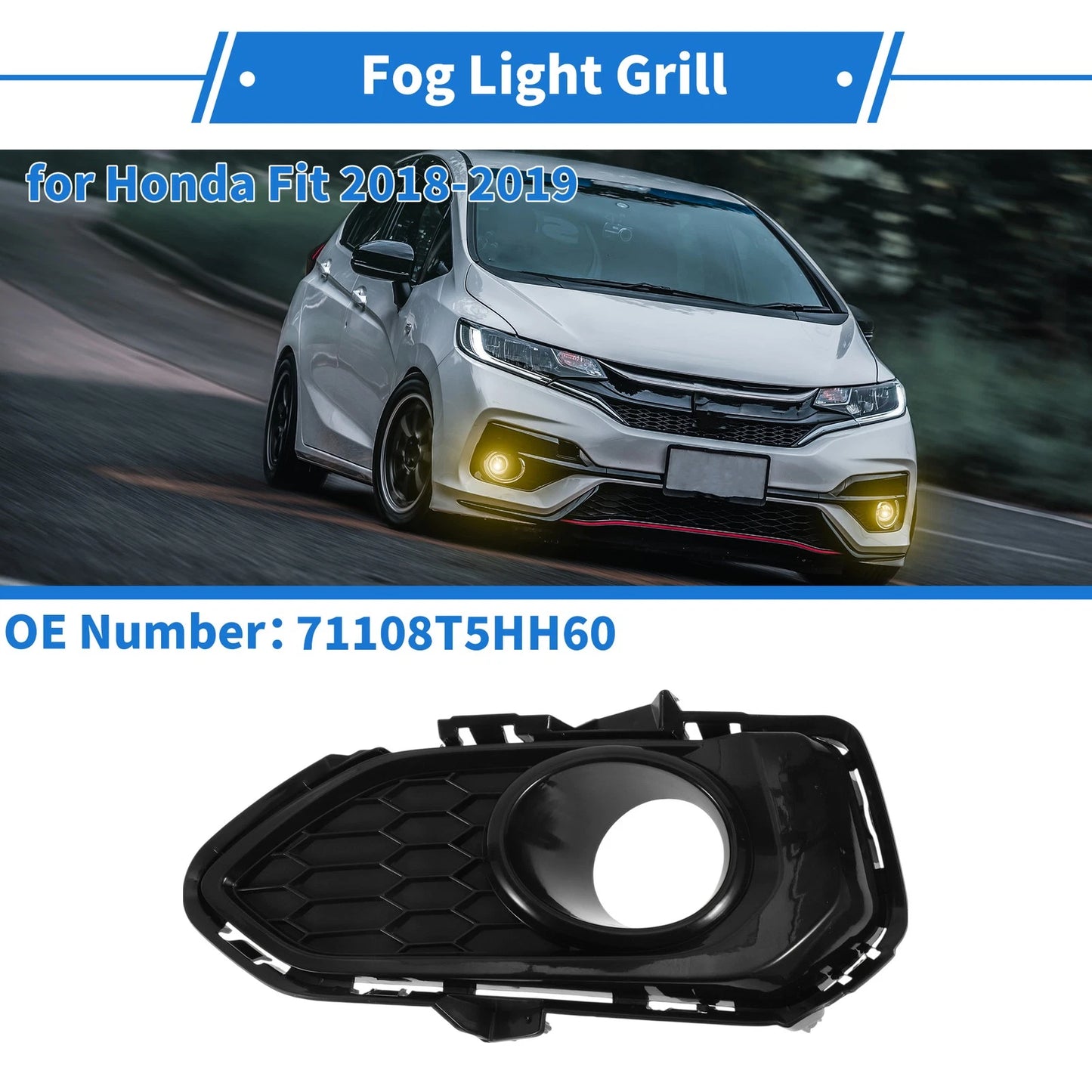 Front Left Fog Light Grill for Honda Fit (2018-2019)