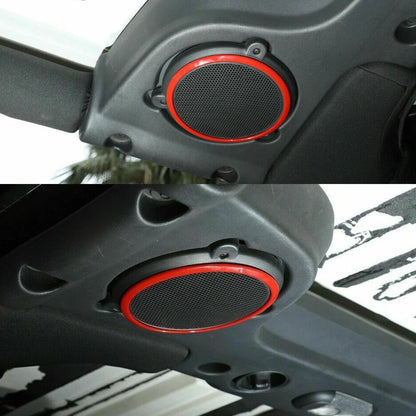 Red Top Roof Speaker Trim Ring Covers for Jeep Wrangler JK (2007-2014)