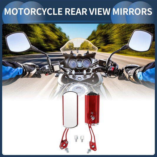 M8/M10 Rear View Mirrors Handlebar Mirrors Red Aluminum Metal for Motorcycle
