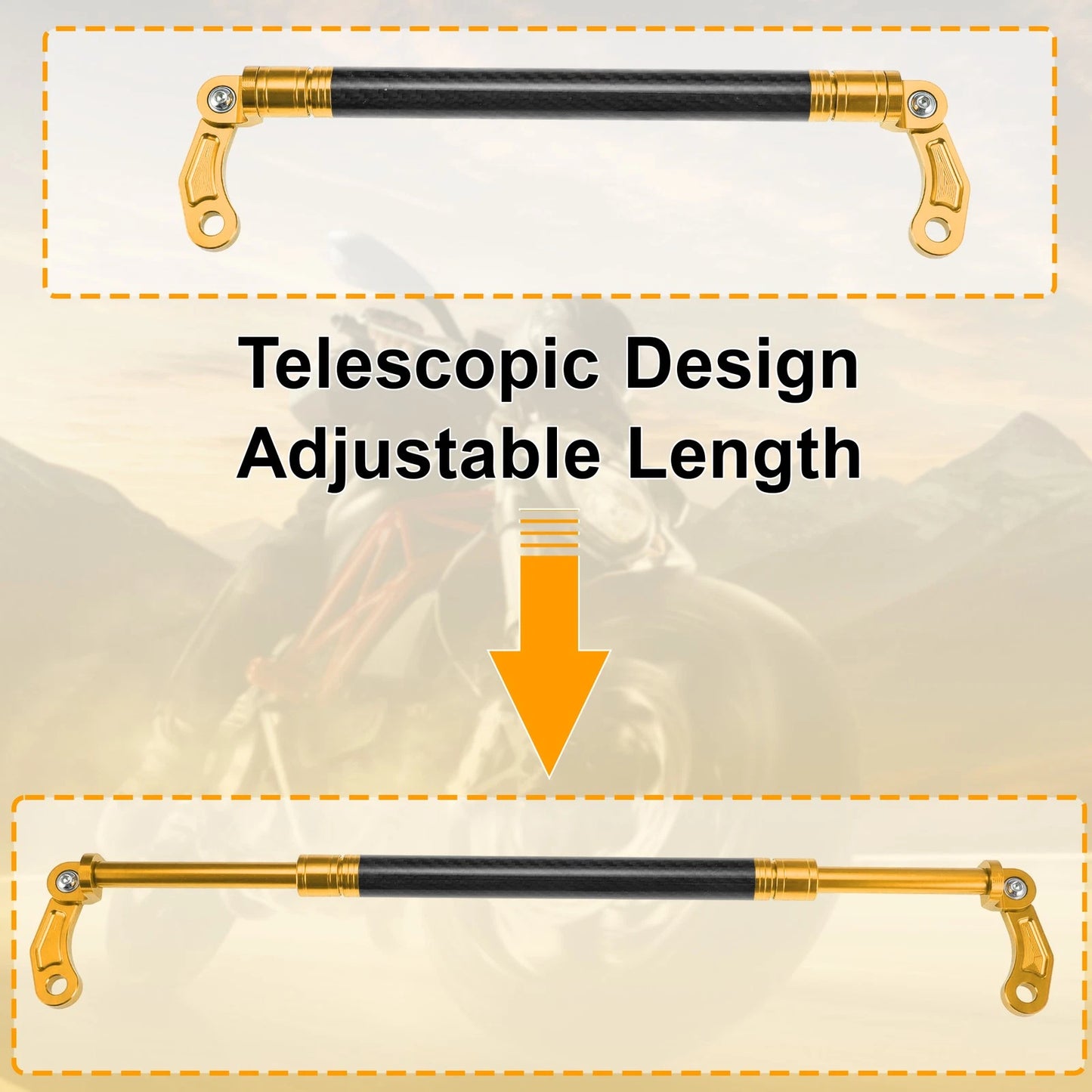 Handle Bar Extender Bracket 300mm Center Hole Gold Tone Black for Motorcycle