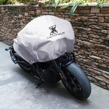 M Size Motorcycle Cover Half Cover Waterproof Rain Dust Protector Silver for Make Model