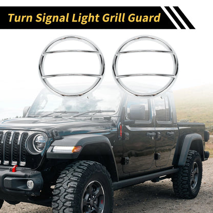 2 x Turn Signal Light Grill Guard Protector Caps for Jeep Wrangler (2007-2017)