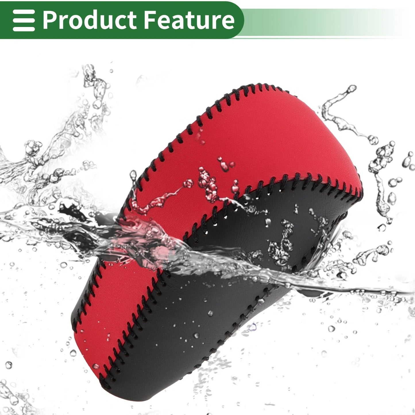Car Gear Shift Knob Cover for Mazda CX-30 (2020-2022) Black Red Faux Leather