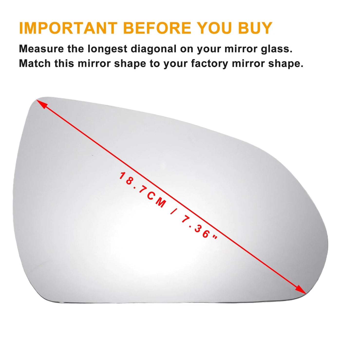 Right Side White Mirror Glass W/Back for Hyundai I30 (2017-2022)