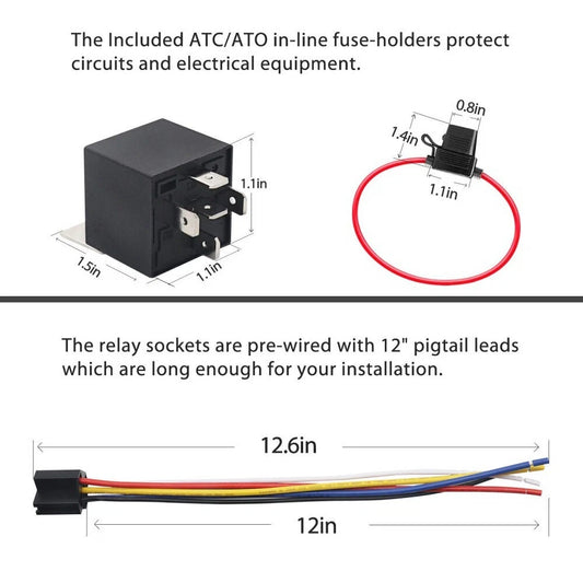 12V 40A 5-Pin Relay & Socket & Fuse Holders for Car SUV
