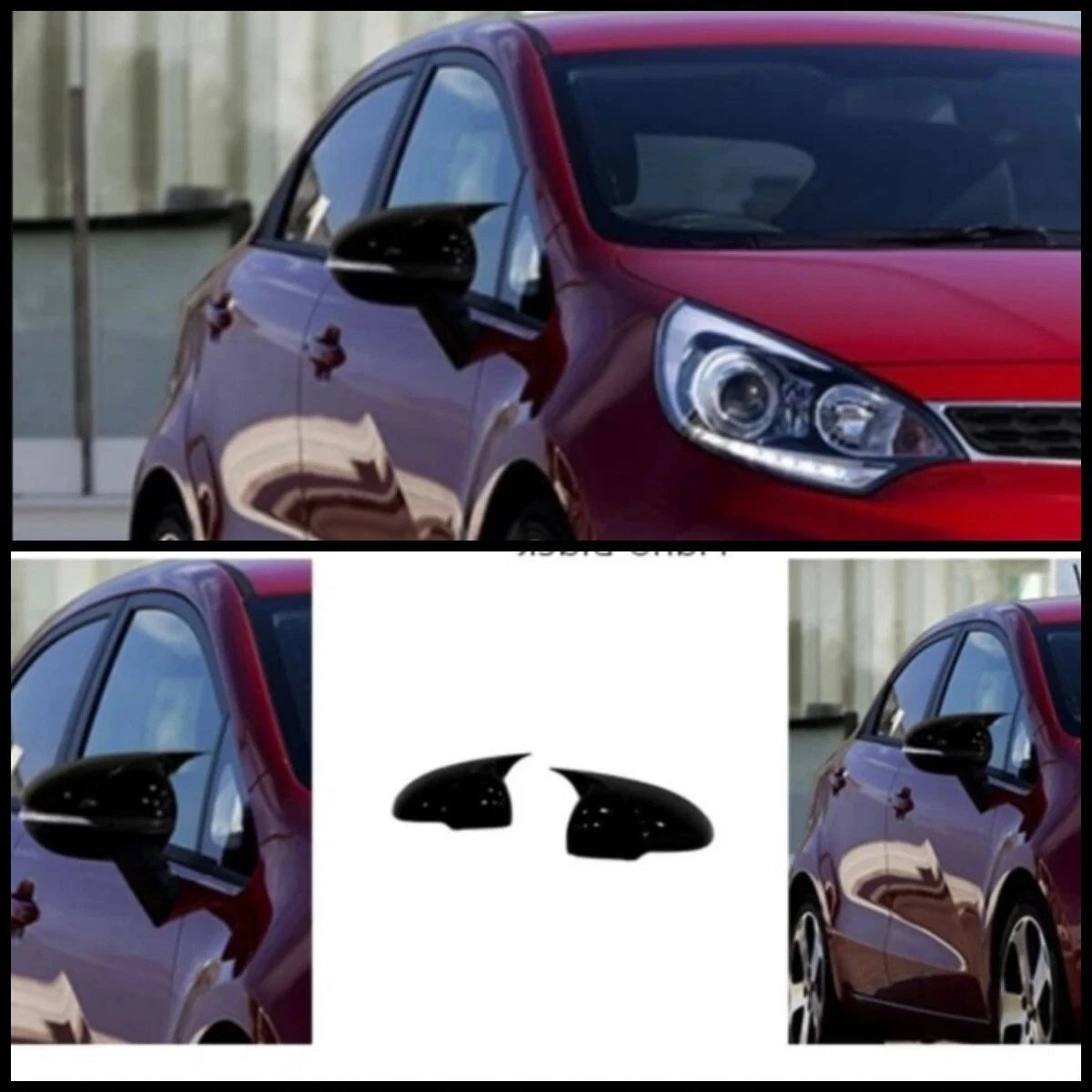 Side View Mirror Covers for Kia Rio (2012-2016) 2 Piece Gloss Black