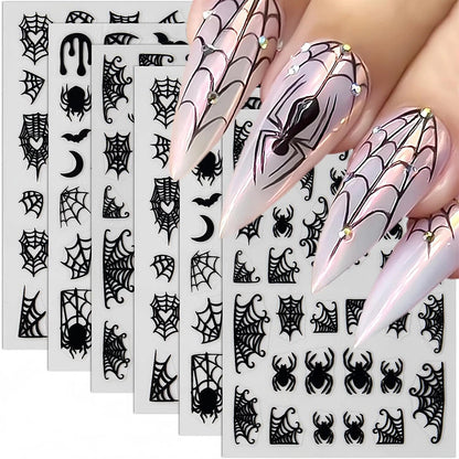 8 Sheets Halloween Nail Decals Self-Adhesive Art Stickers for Women