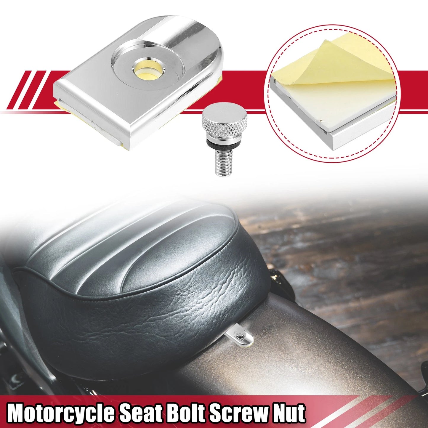1 Set Motorcycle Seat Bolt Screw with Cover for Harley-Davidson Silver Tone