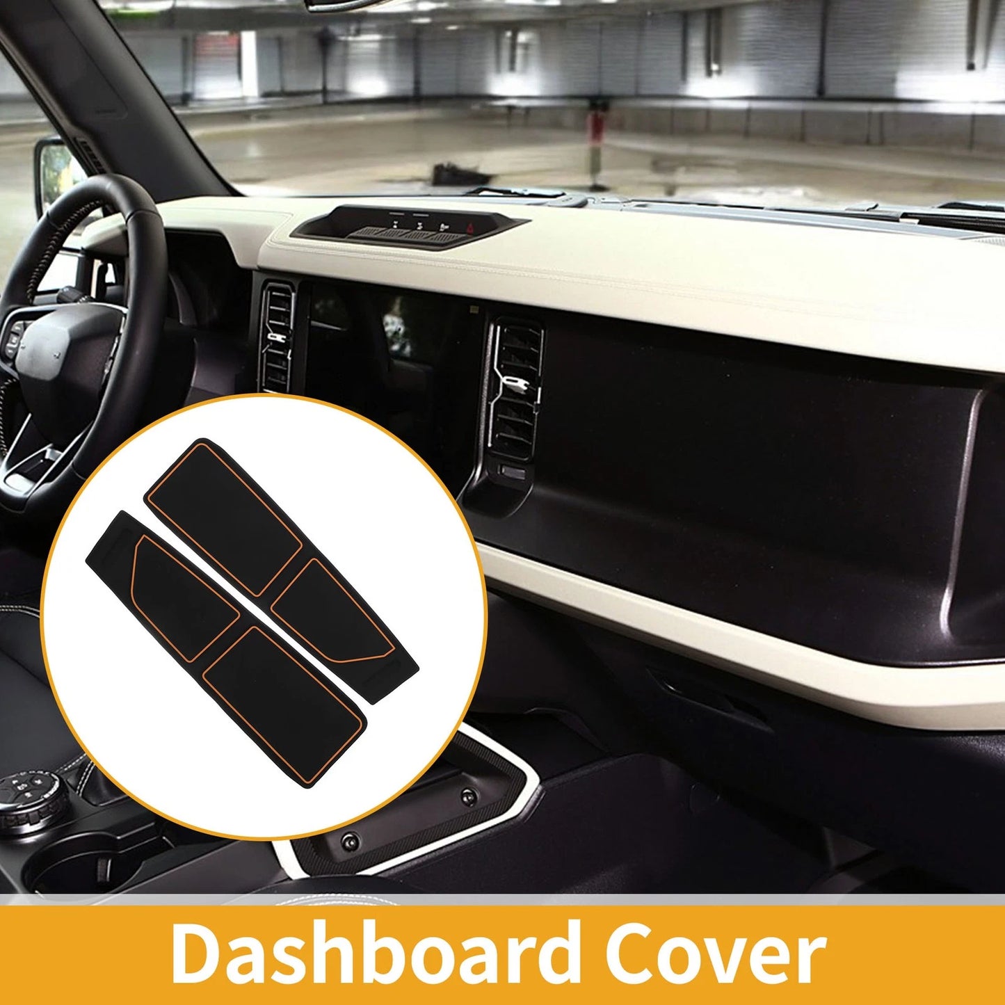 Dashboard Cover for Ford Bronco Accessories Black Orange (2021-2024)