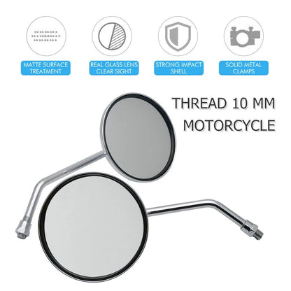 10mm Chrome Round Side Mirrors for Honda CB750, CL90, CB100, CL125 (1969-1982)