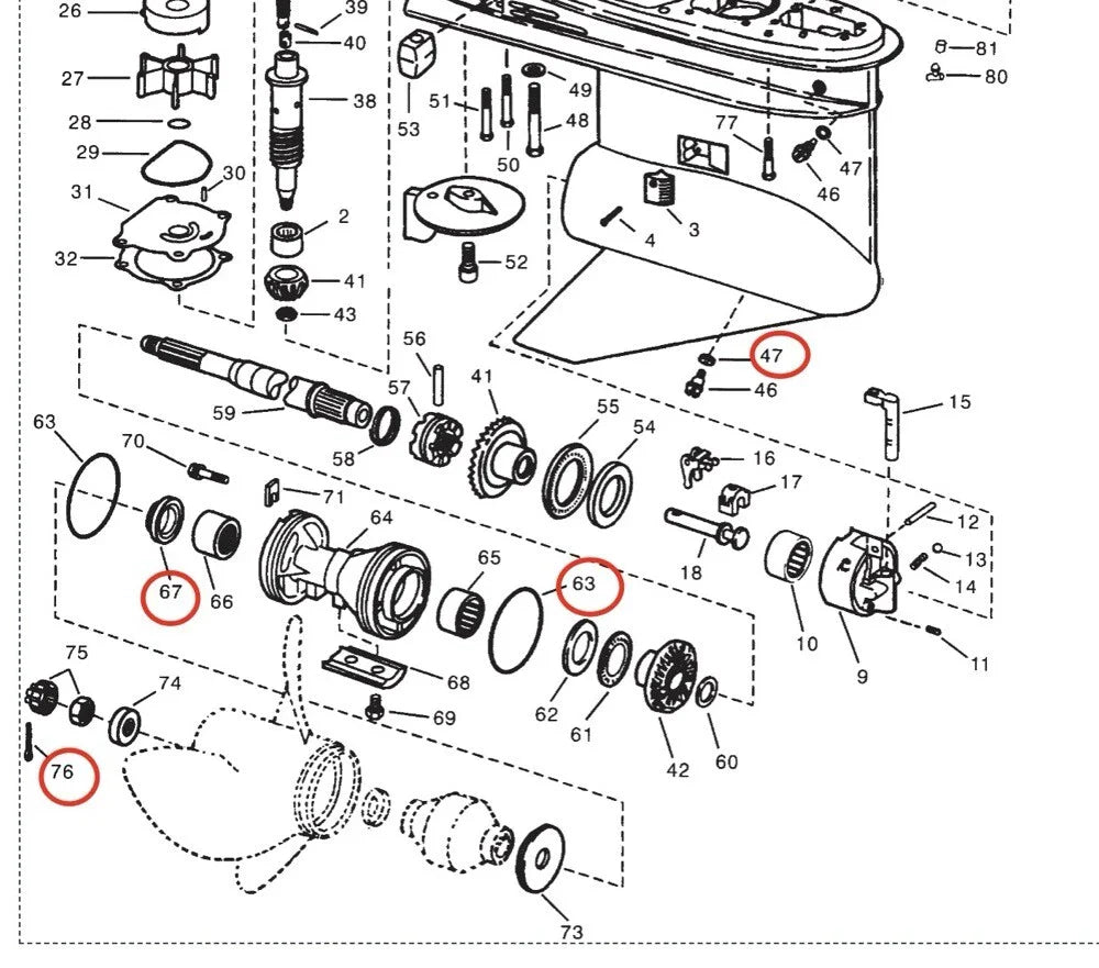 Lower Unit Seal Kit for Evinrude Johnson V4/V6 (1979-2006)