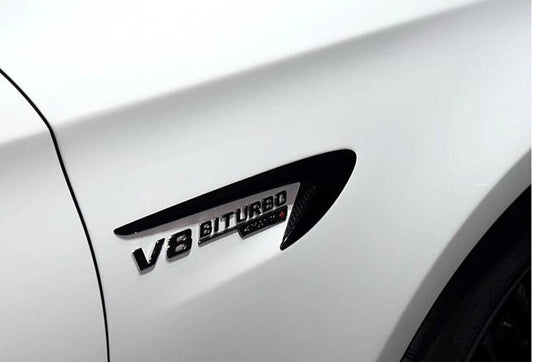 2 x Gloss Black Side Air Vent Fender Trim for Mercedes Benz C/E/S Class (2014-2021)