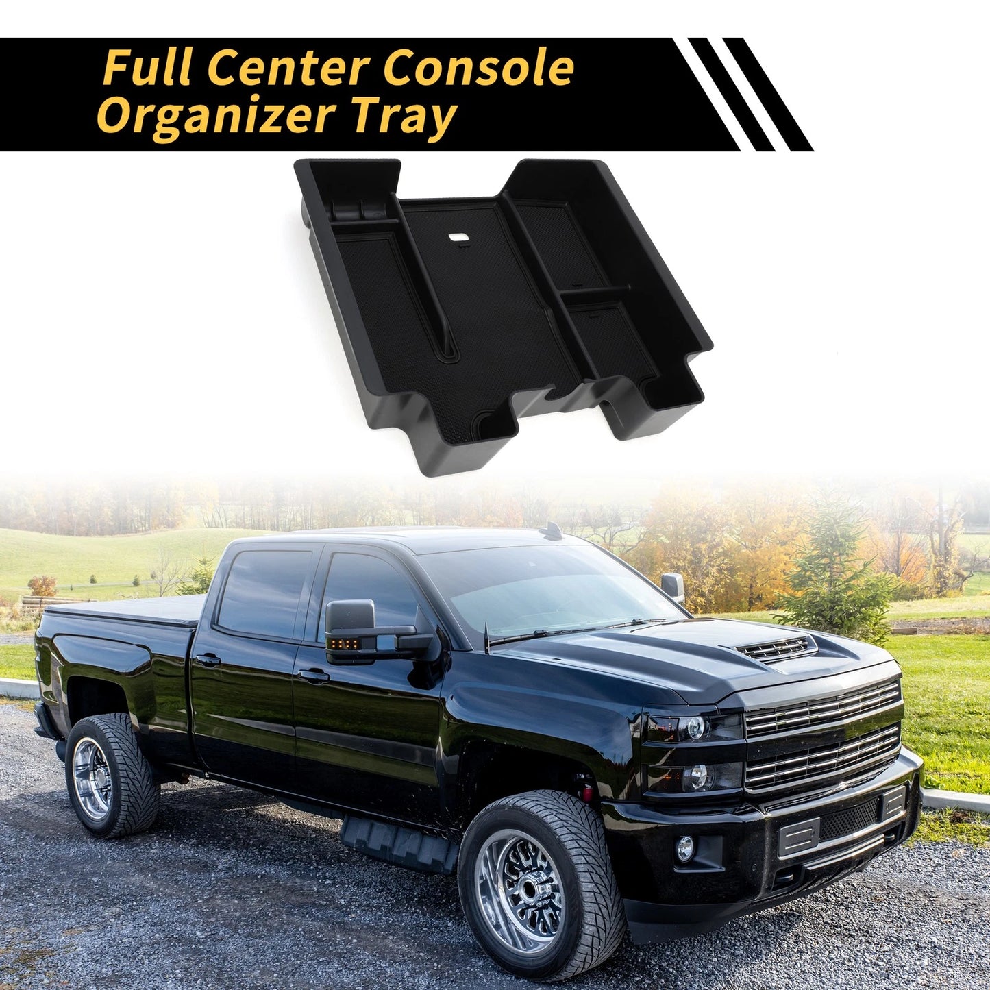 Center Console Organizer Tray for Chevy Silverado 1500 & GMC Black