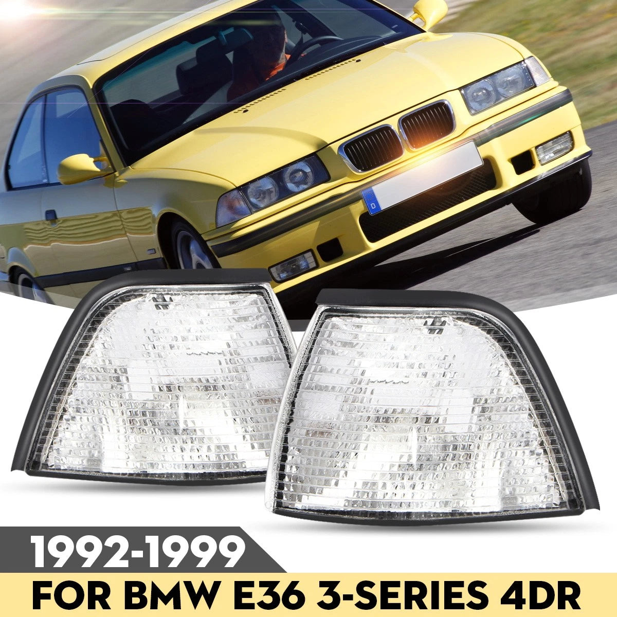 2x Clear Corner Lights for BMW E36 318ti/328i/318i/M3/325i/320i (92–99)