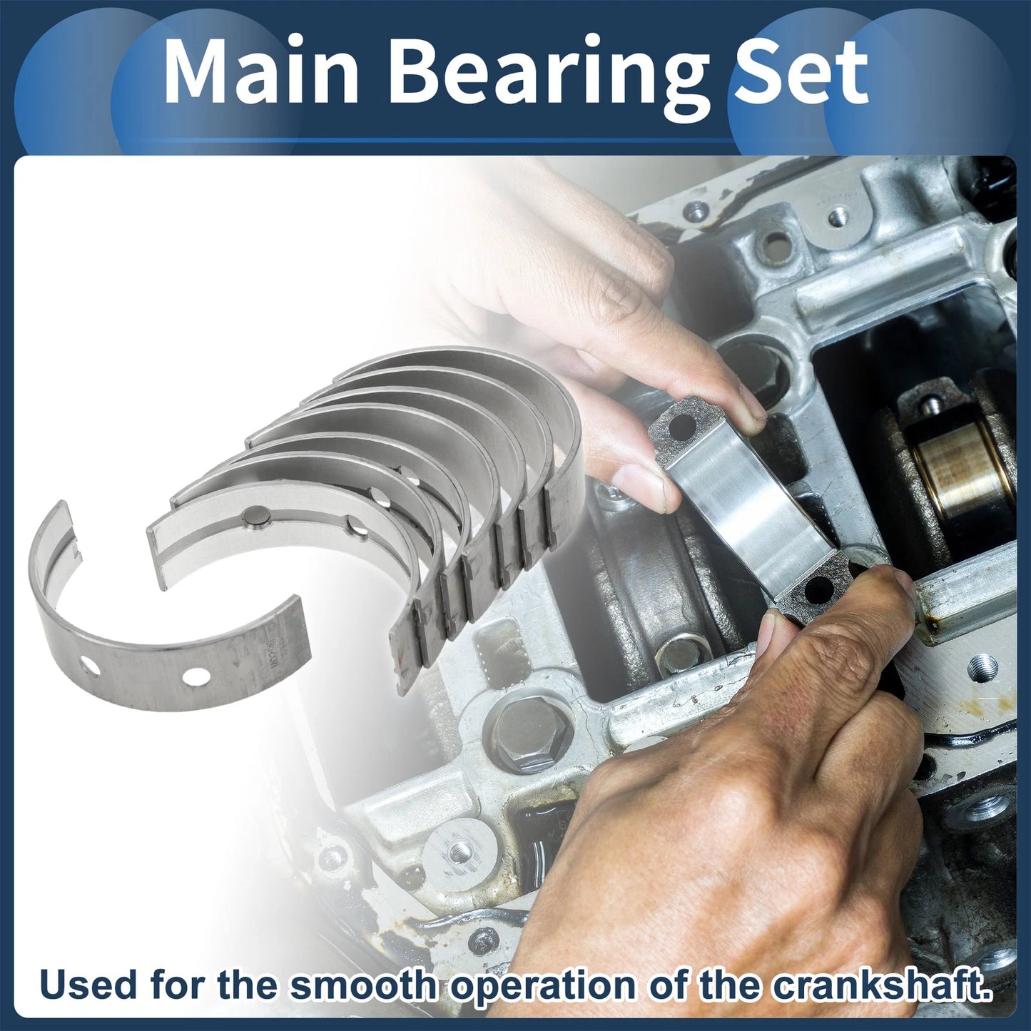 8 Pcs Main Bearing Set for TOYOTA CAMRY 2.5L V6 (1988–1991)
