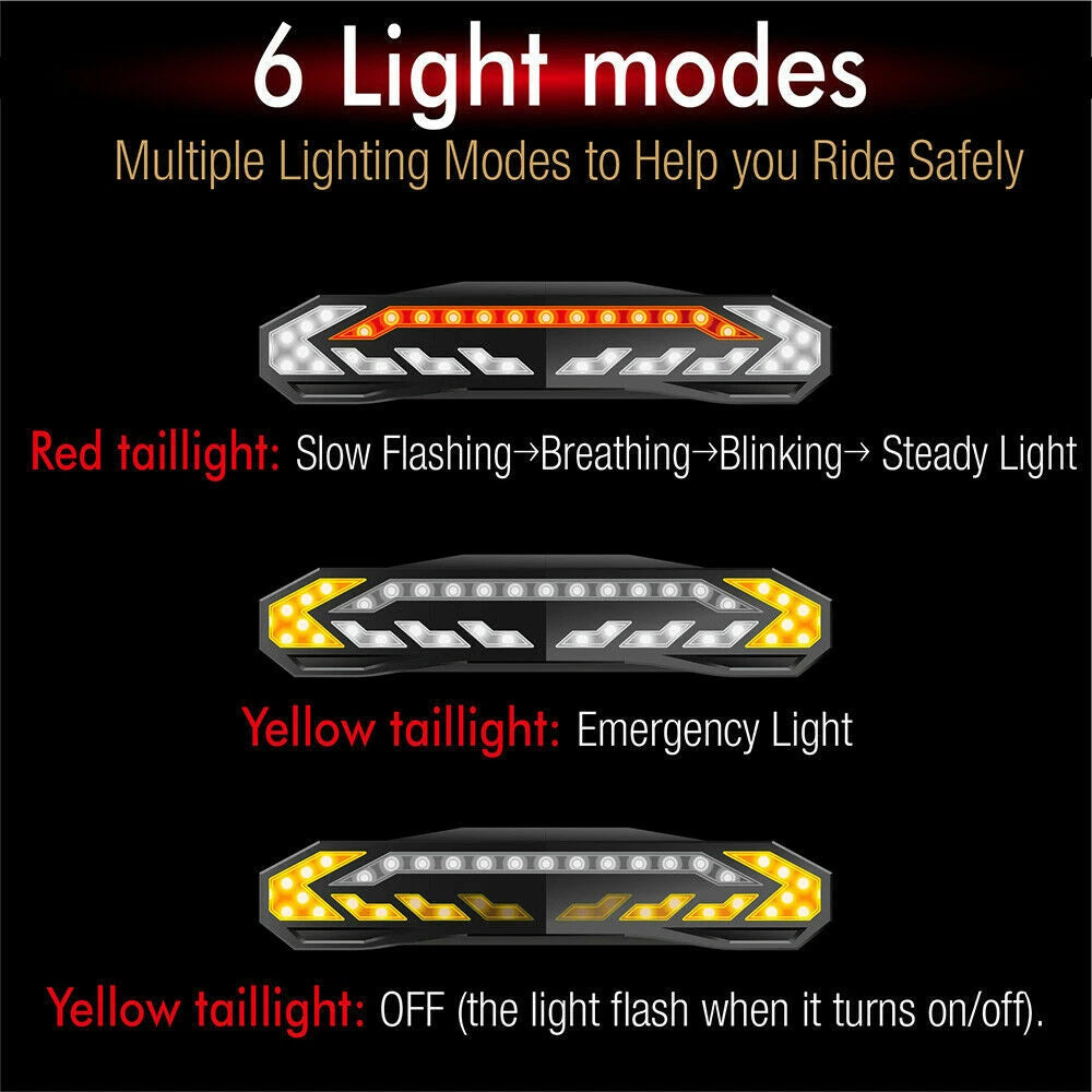 USB Rechargeable Black Bike Alarm Tail Light with Smart Brake Sensing