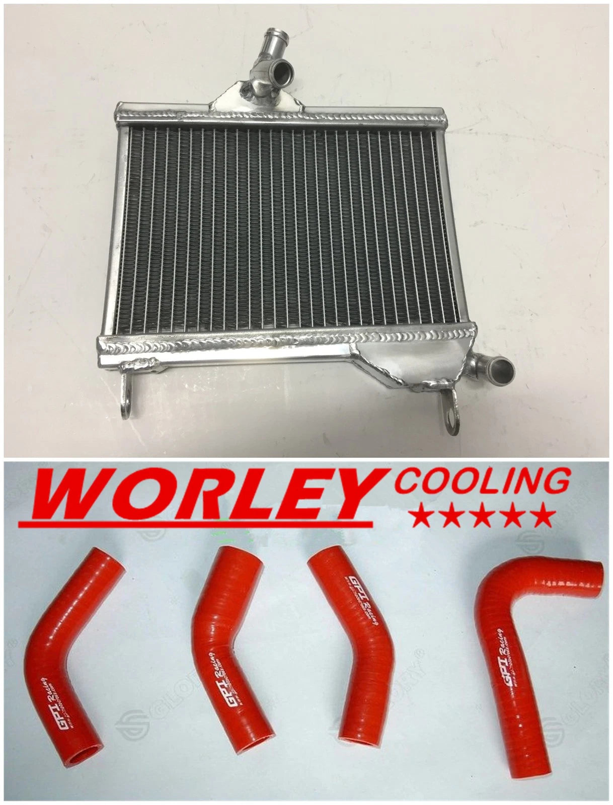 Aluminum Radiator + Red Hose for Yamaha RZ350 RD350 RD250 (1984-1985)