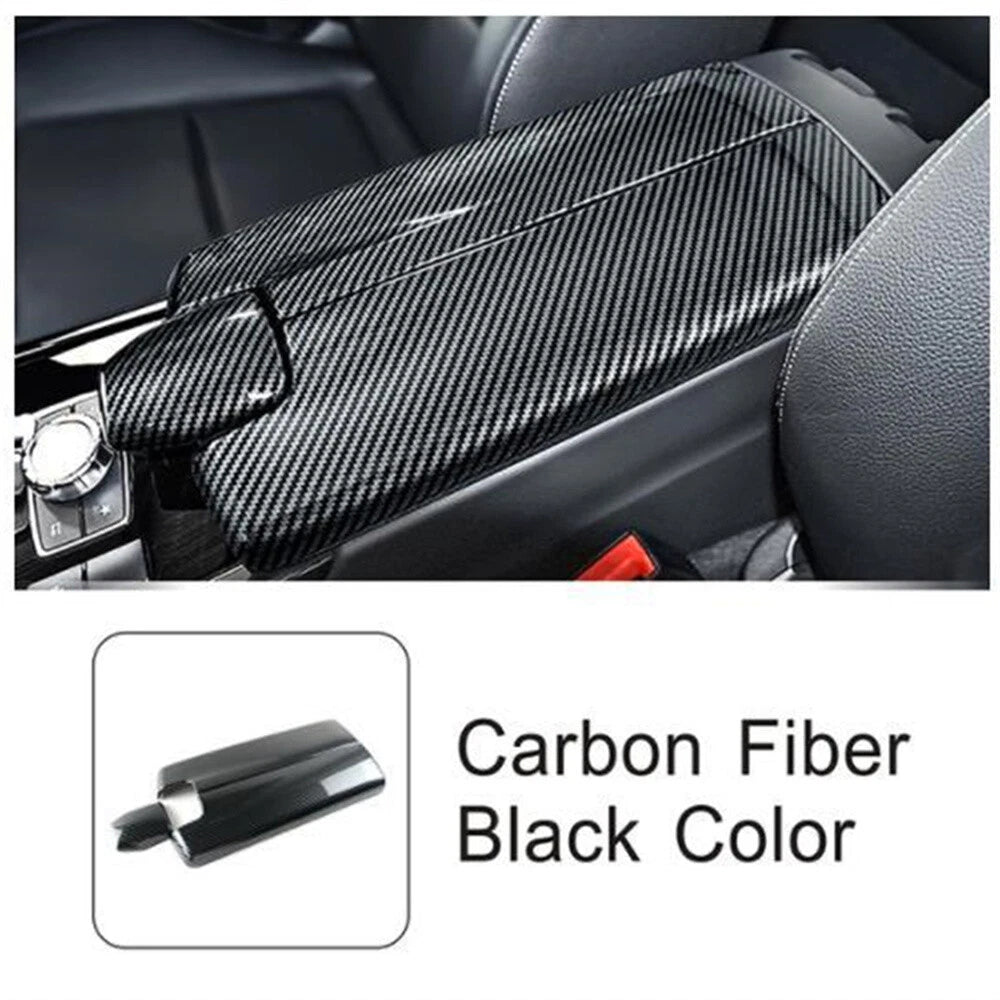 Carbon Fiber ABS Console Armrest Box Cover Trim for E Class W212 (2010-2015)