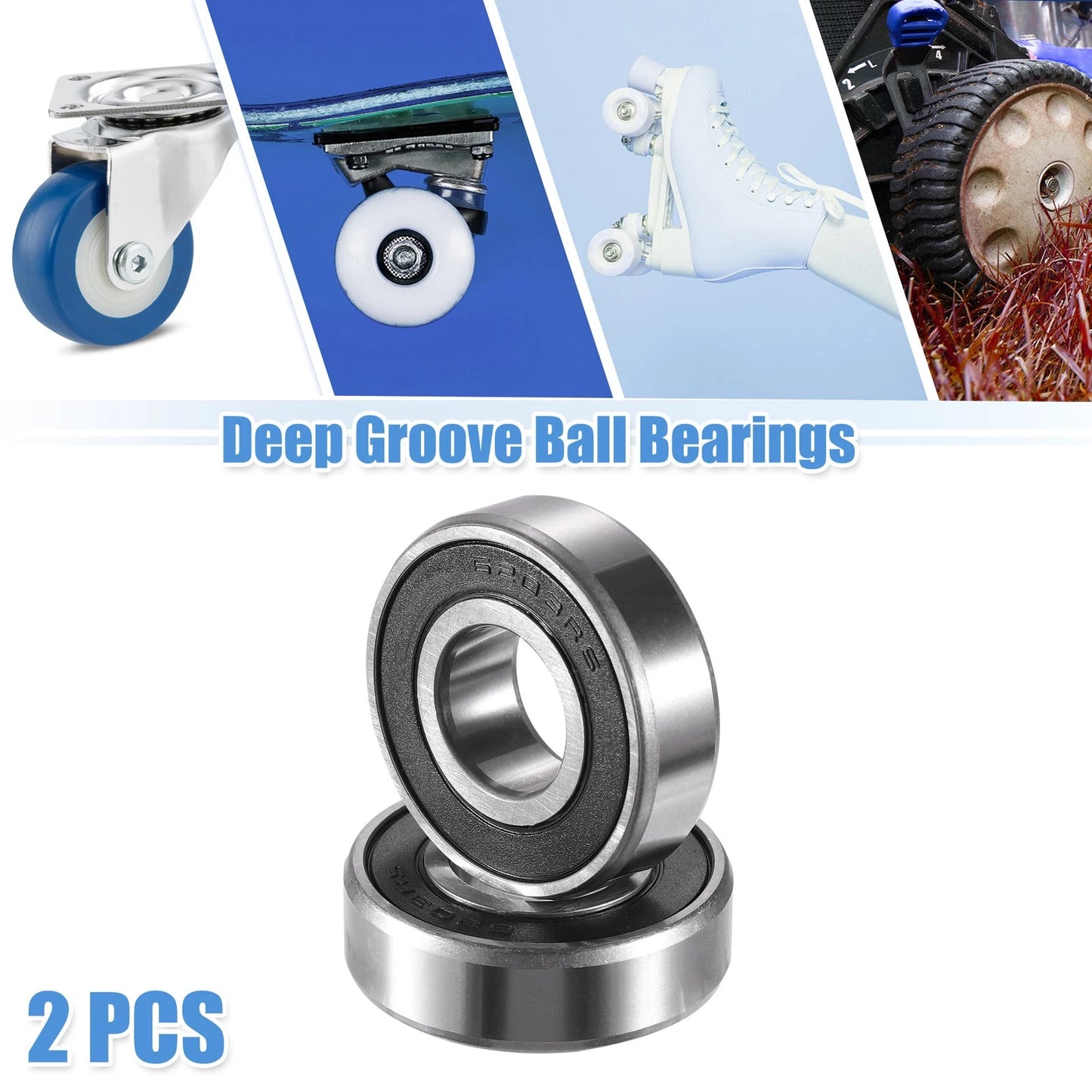 2 x 17x40x12mm Double Rubber Sealed Auto Deep Groove Ball Bearings