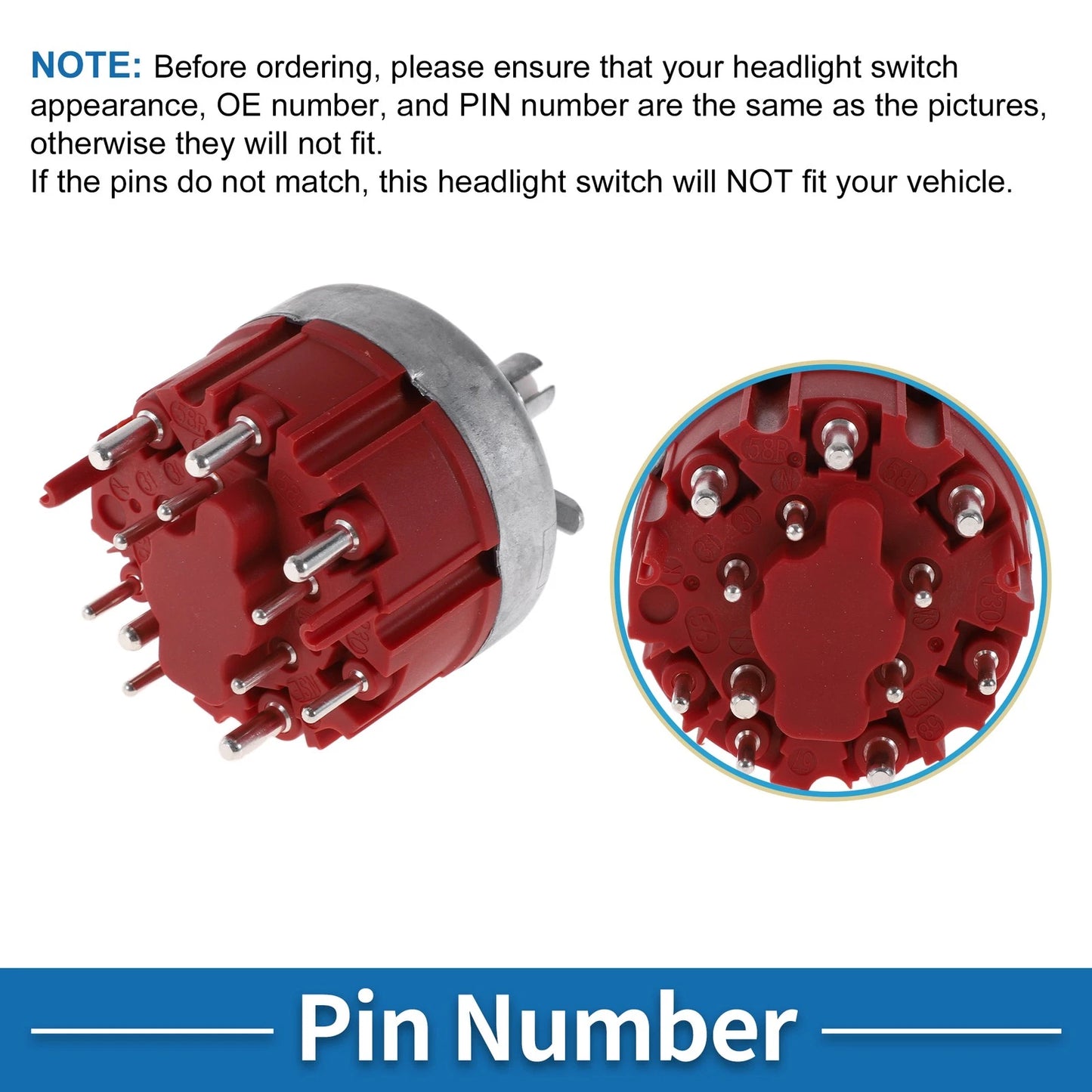 Headlight Switch for Porsche 911 Headlamp Dimmer Switch Red