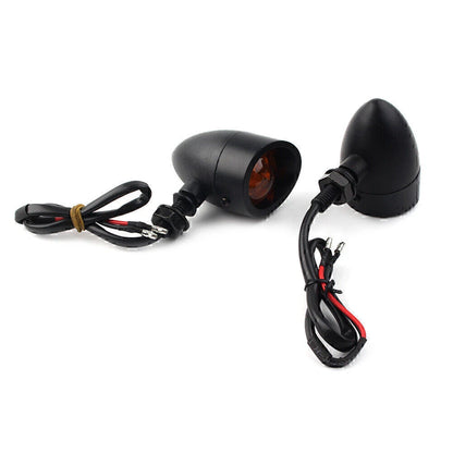 Black Retro Motorcycle Turn Signal Lights for Universal Fit