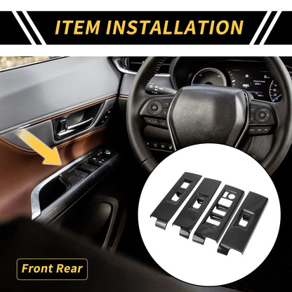 Carbon Fiber Door Window Switch Panel Cover Set for Toyota Tundra (2022-2024)