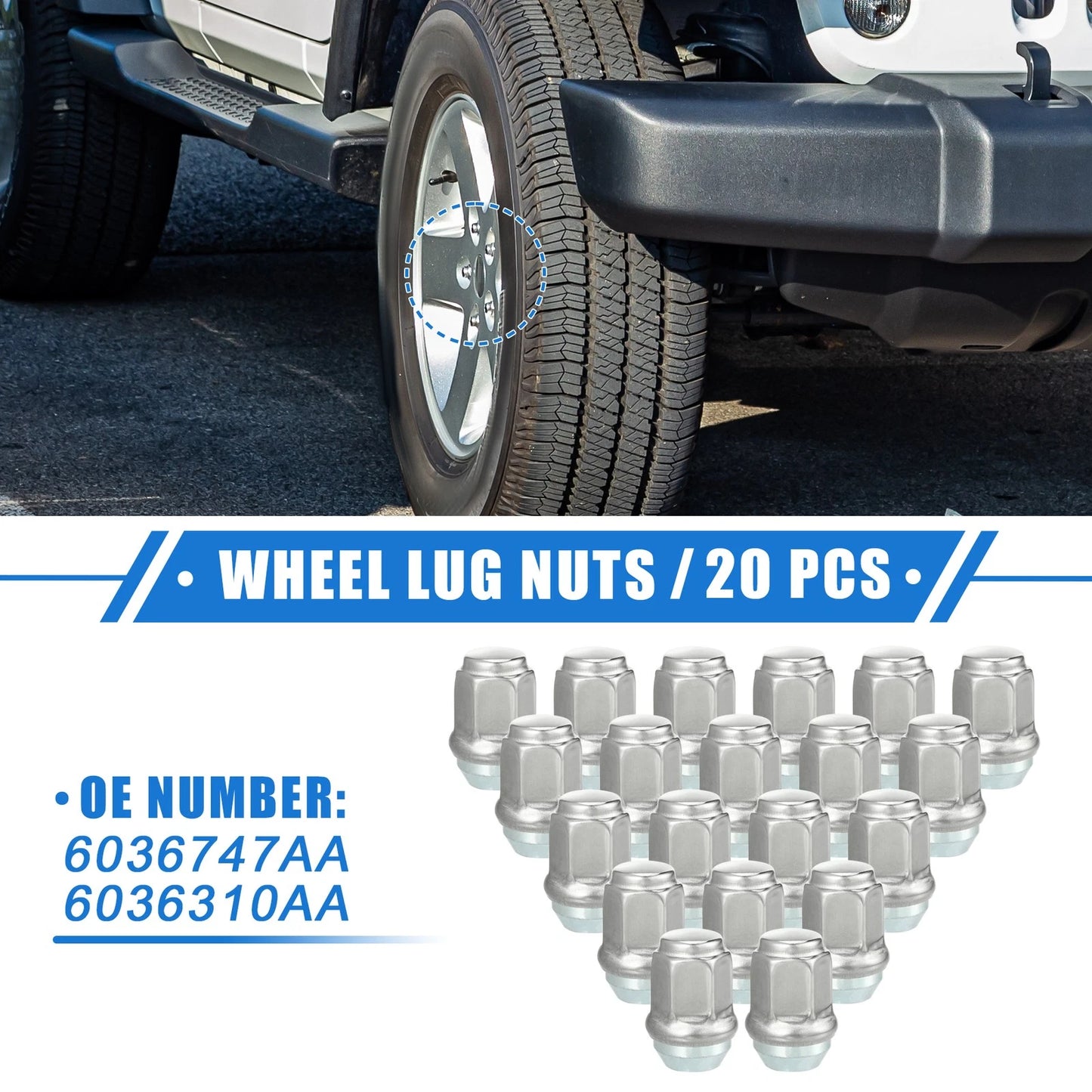 20pcs Wheel Lug Nuts for Jeep Wrangler Liberty Dodge Challenger