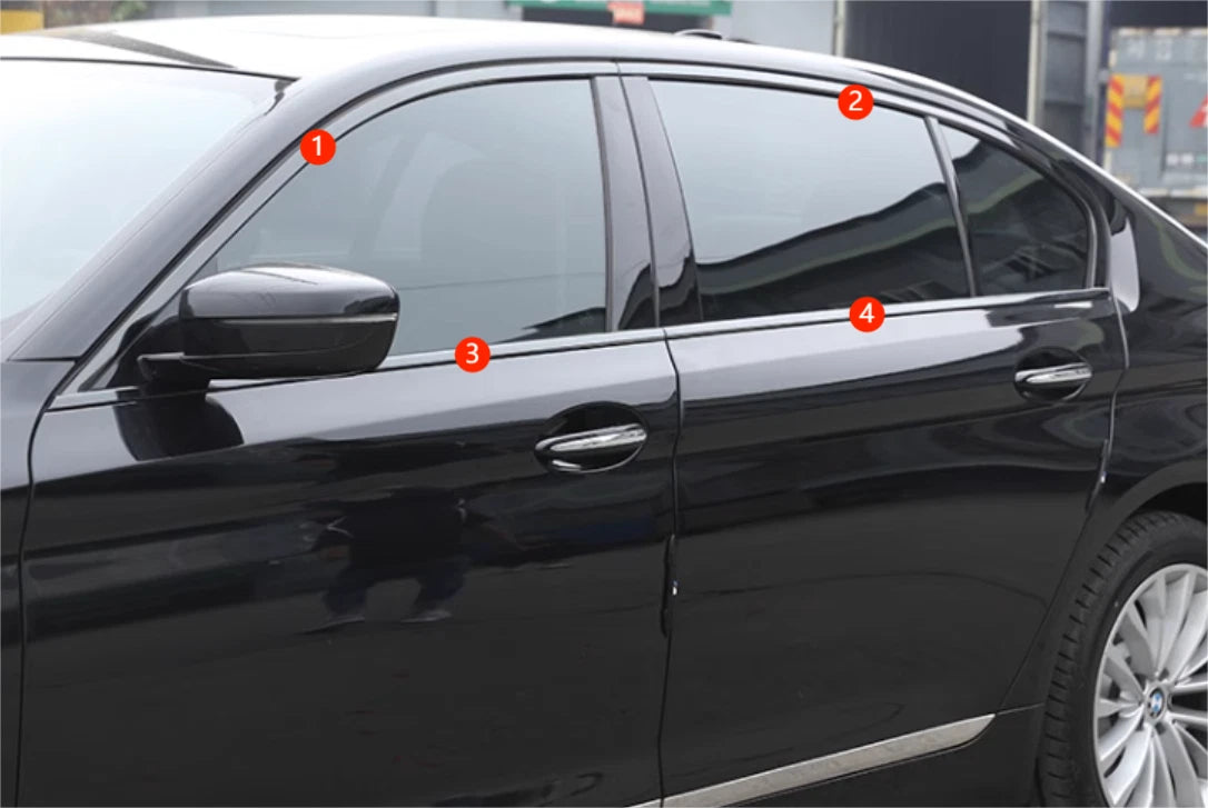 Steel Glossy Black Window Side Molding Cover Trim for BMW 5 Series (2018-2021)