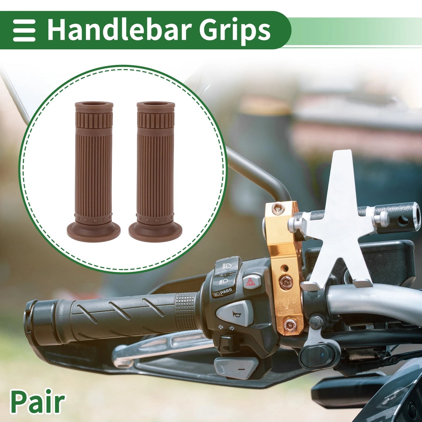 Grips / 7/8" 22mm Light Brown Handlebar Grips for Motorcycle