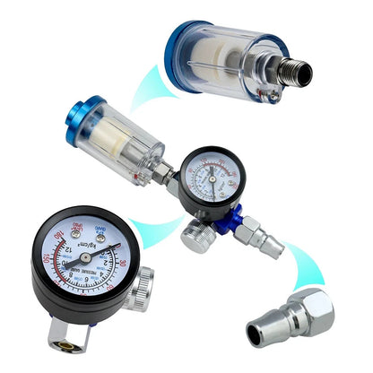 1/4" Air Pressure Gauge Regulator for Spray Gun - Aluminum Alloy (No Year)