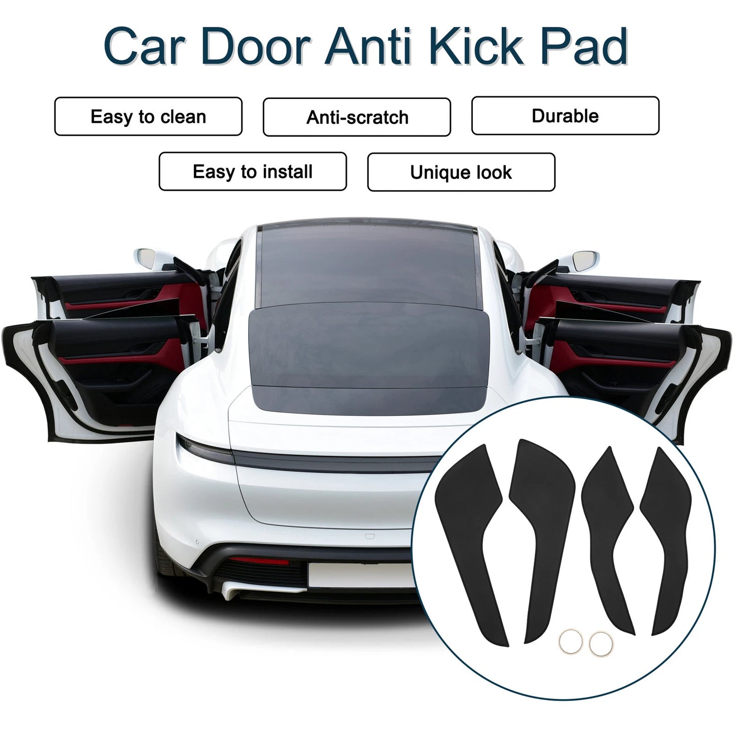 Car Door Anti Kick Pad Sticker Protector for Ford Mondeo (2013) - Black Set