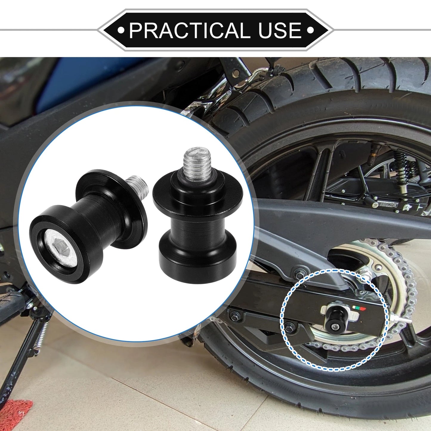 Pair Swingarm Spools 8mm CNC for Motorcycle Sliders Stand Black
