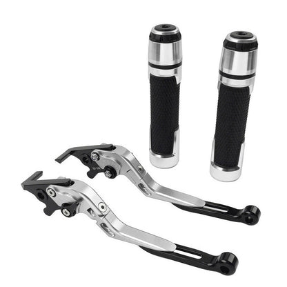 Silver Extendable Brake Clutch Levers & Handlebar Grips for Kawasaki Z1000