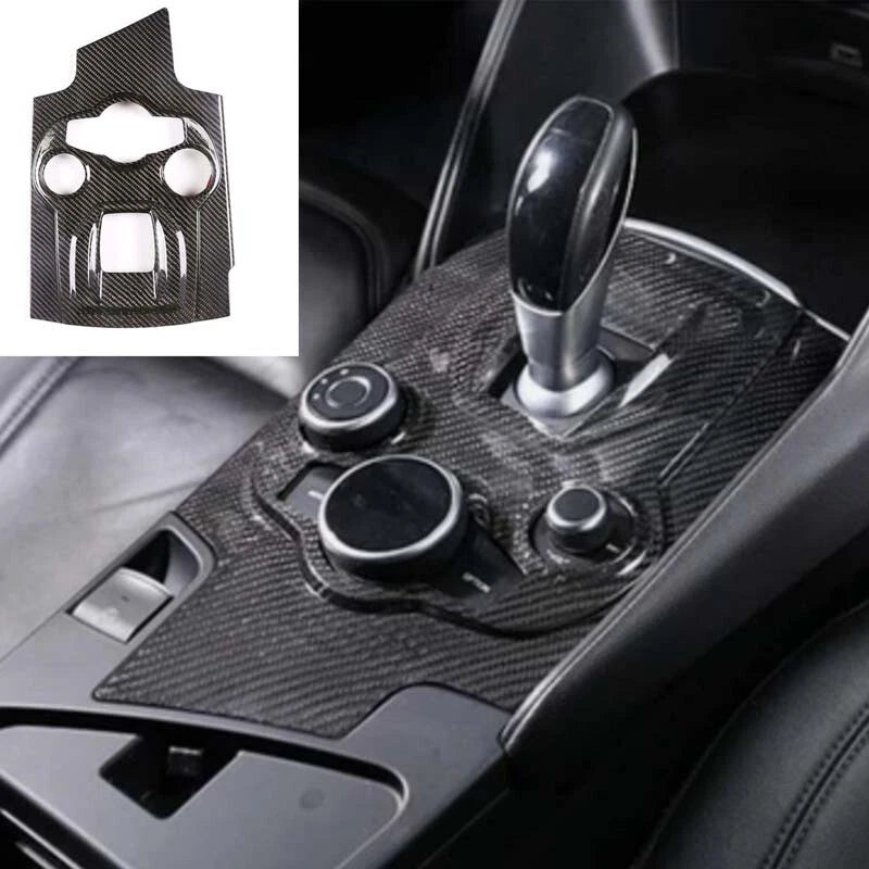 100% Carbon Fiber Console Gear Shift Panel Trim For Alfa Romeo Giulia 2017-2019