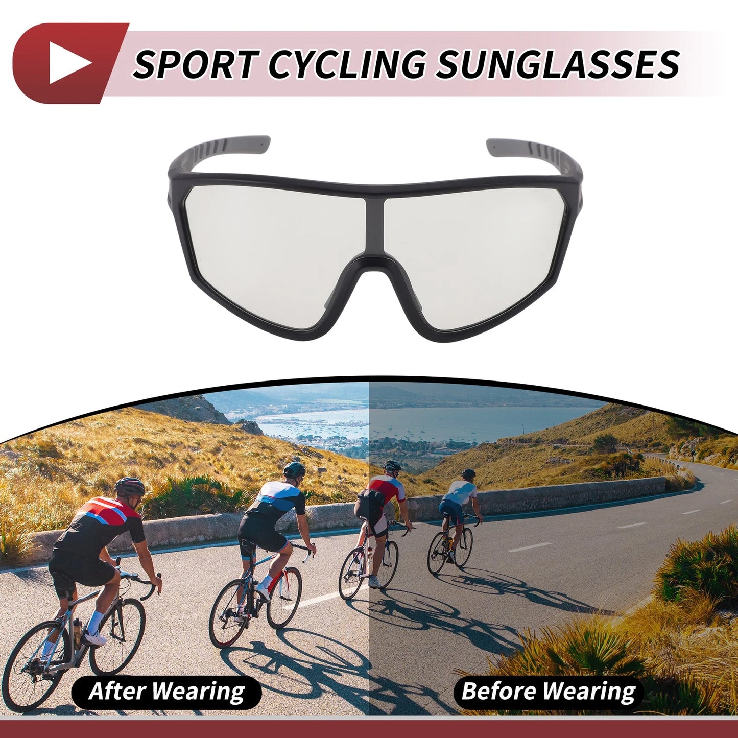 Set Motorcycle Riding Goggles Clear Lens Black Gray Frame Tri-Acetyl Cellulos