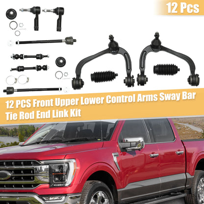 12 x Front Suspension Kit for Ford F-150 (2004-2023) - Metal Rubber Black