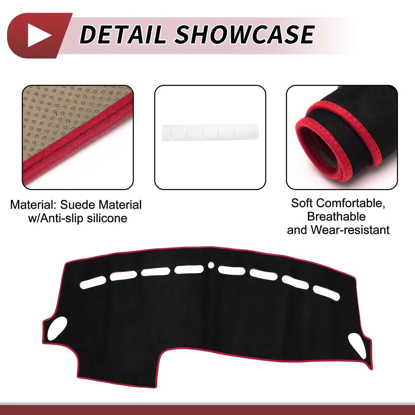 Dashboard Cover Mat for Volvo V40 2013-2017 Sun Protector Pad Black Red