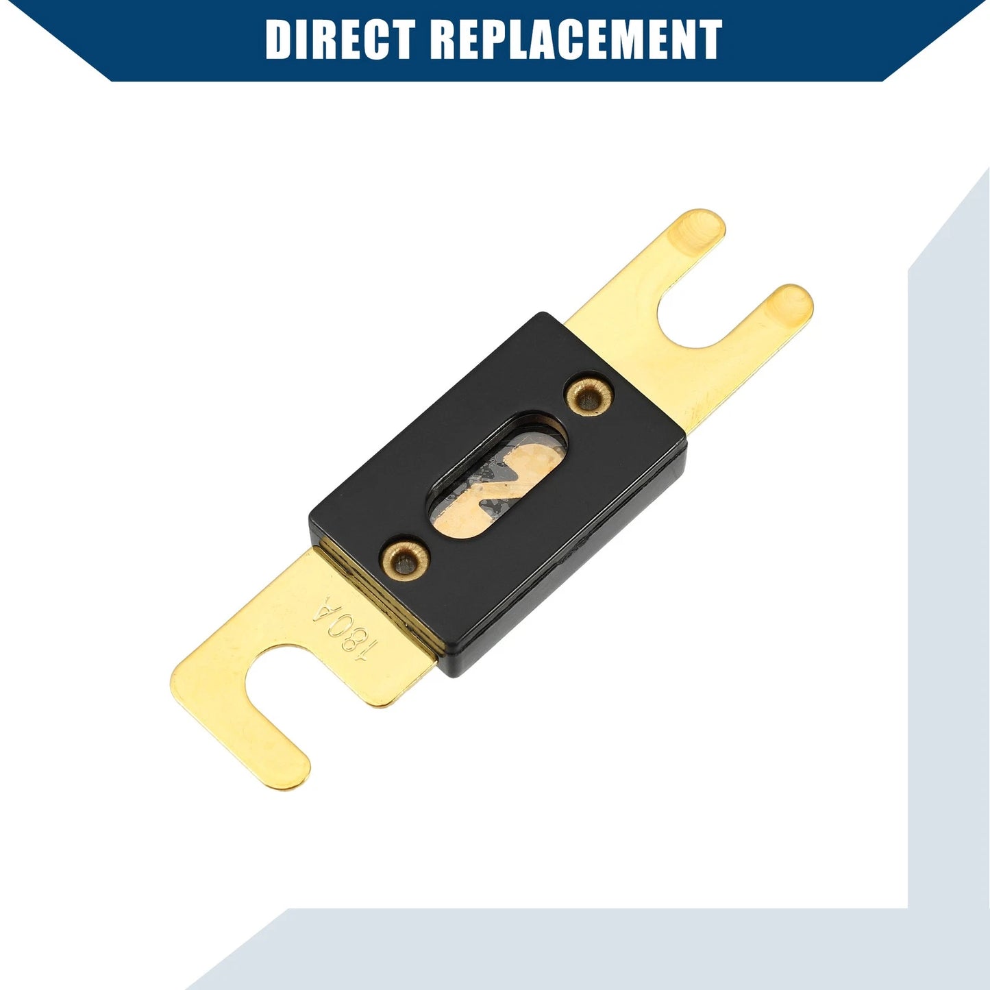 3 x Mini ANL 180A Fuses for Car, Motorcycle, Boat - Gold Tone, Black