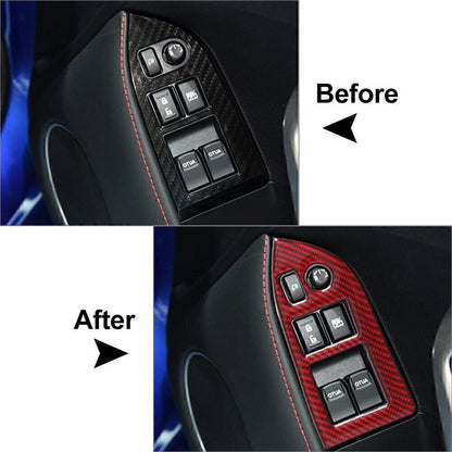 Red Inner Window Switch Button Cover Trim for Toyota 86, Subaru BRZ (2013-2017)