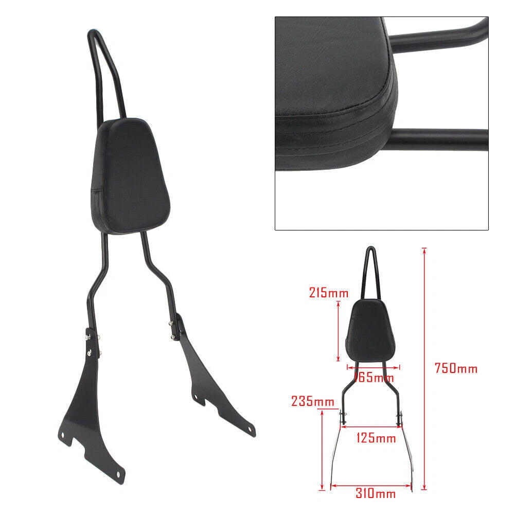 Black Sissy Bar Backrest Pad for Harley Sportster XL 1200 (2004-2016)